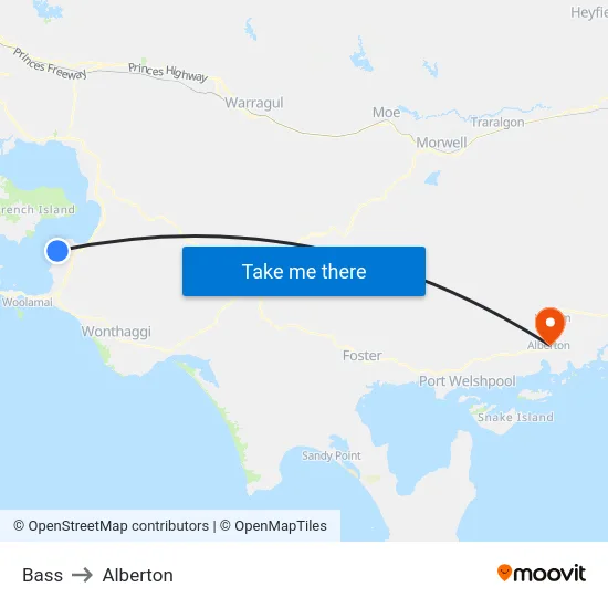 Bass to Alberton map