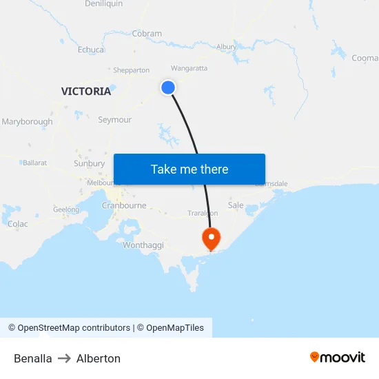 Benalla to Alberton map