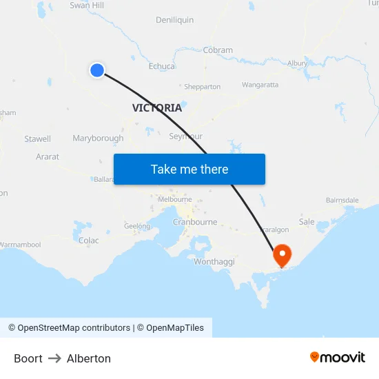 Boort to Alberton map