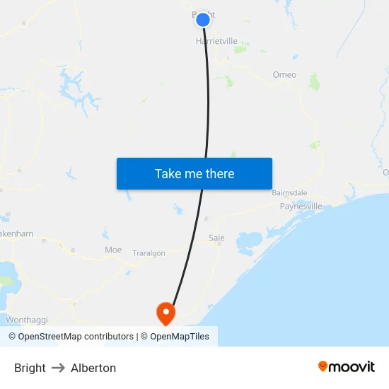 Bright to Alberton map