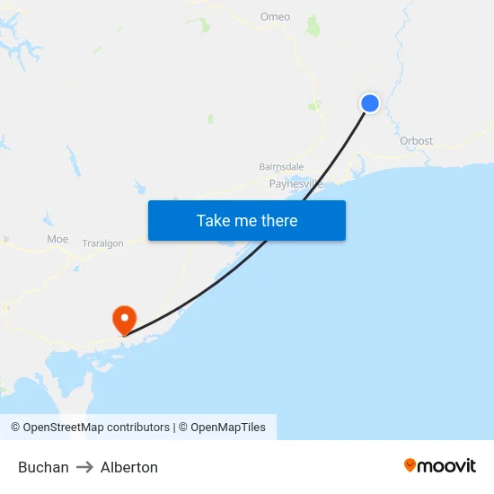 Buchan to Alberton map