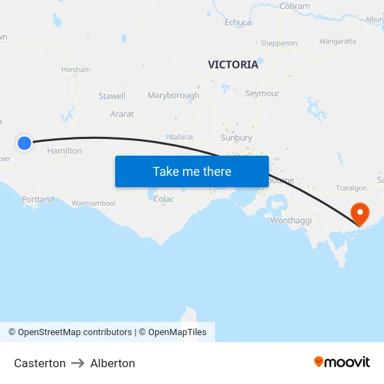 Casterton to Alberton map