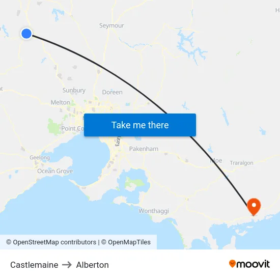 Castlemaine to Alberton map