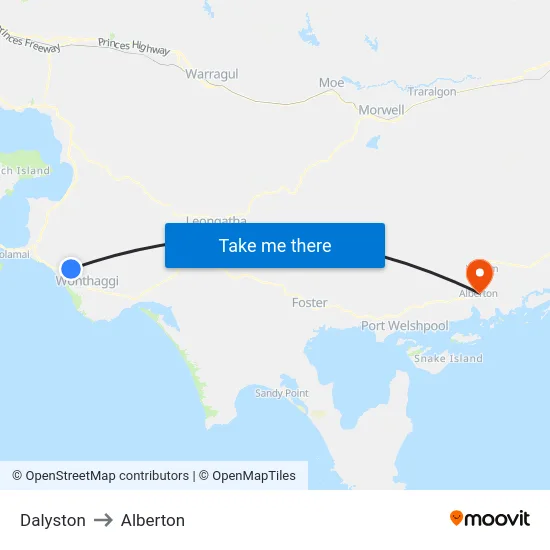 Dalyston to Alberton map