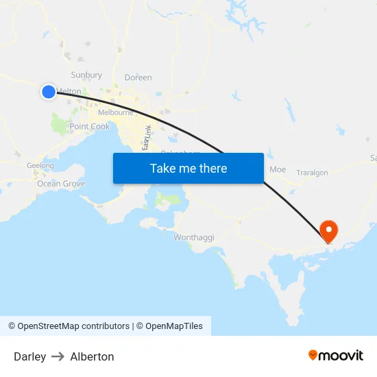 Darley to Alberton map