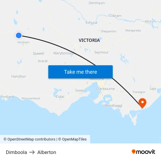 Dimboola to Alberton map