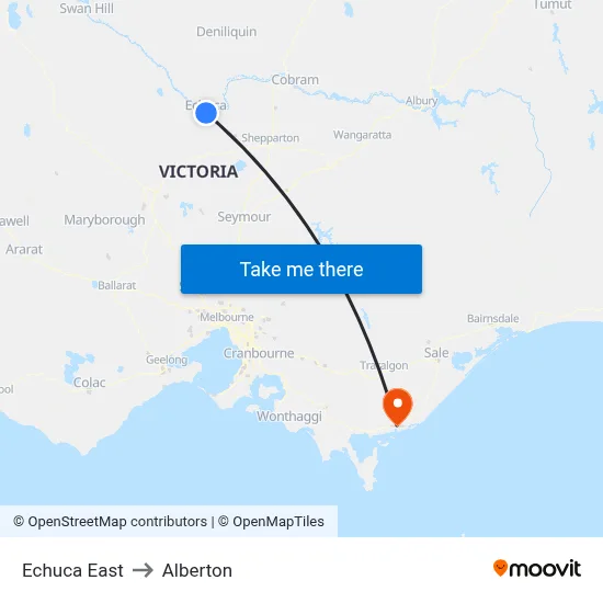 Echuca East to Alberton map