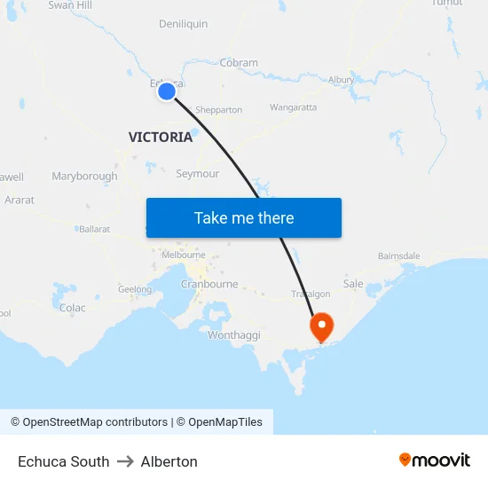 Echuca South to Alberton map