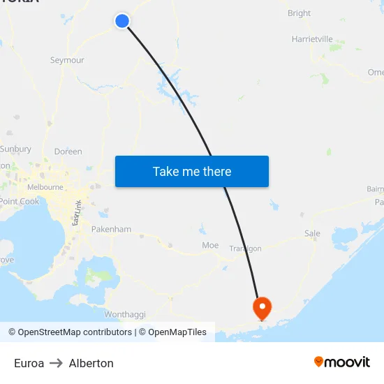Euroa to Alberton map