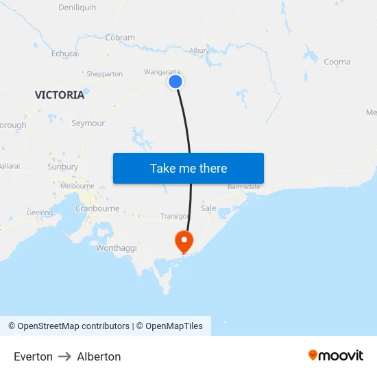 Everton to Alberton map
