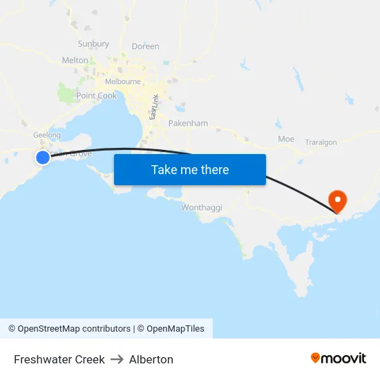 Freshwater Creek to Alberton map