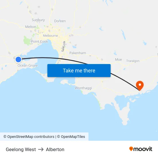 Geelong West to Alberton map