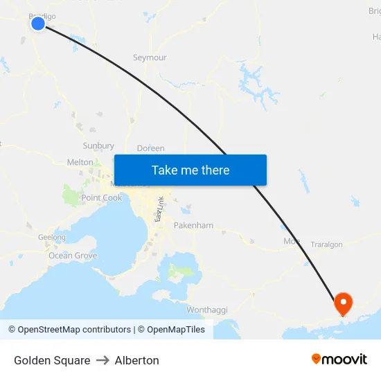 Golden Square to Alberton map