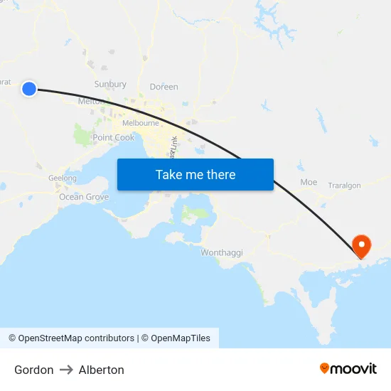 Gordon to Alberton map