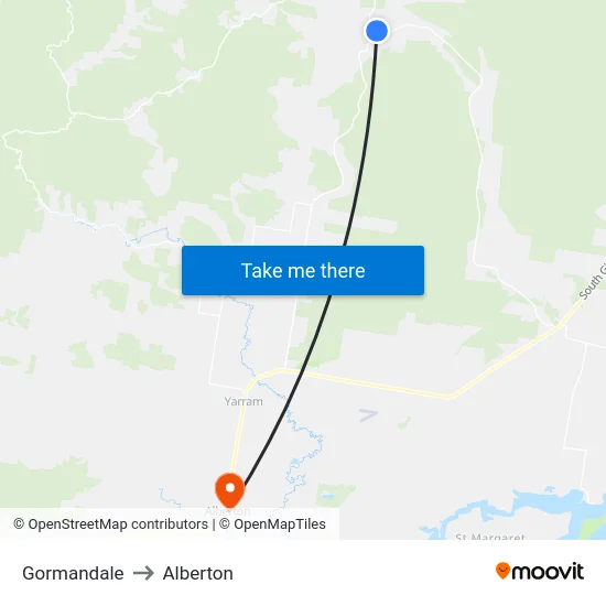 Gormandale to Alberton map