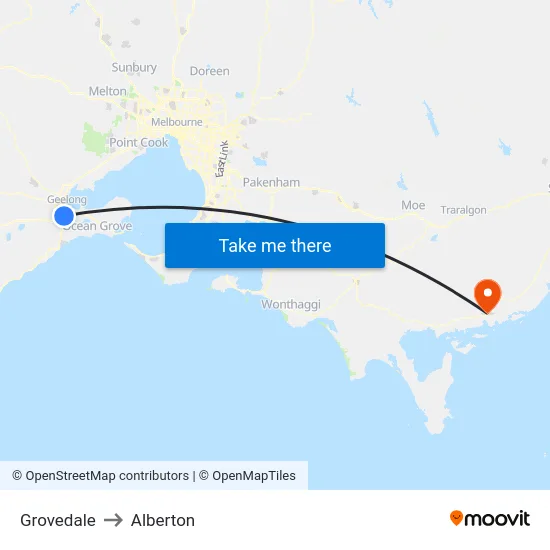 Grovedale to Alberton map