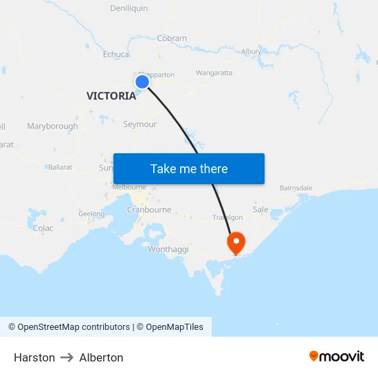 Harston to Alberton map