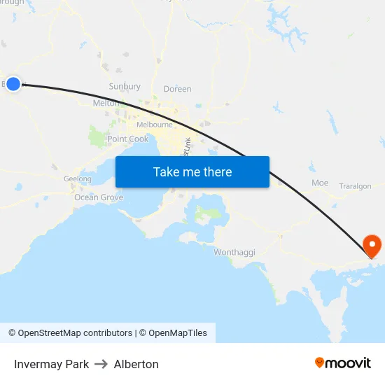 Invermay Park to Alberton map