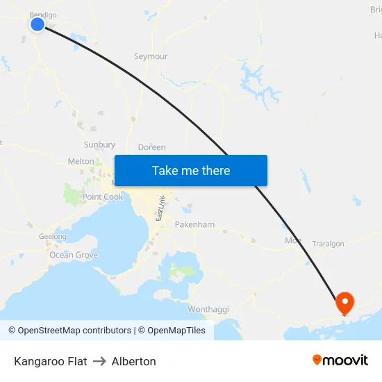 Kangaroo Flat to Alberton map