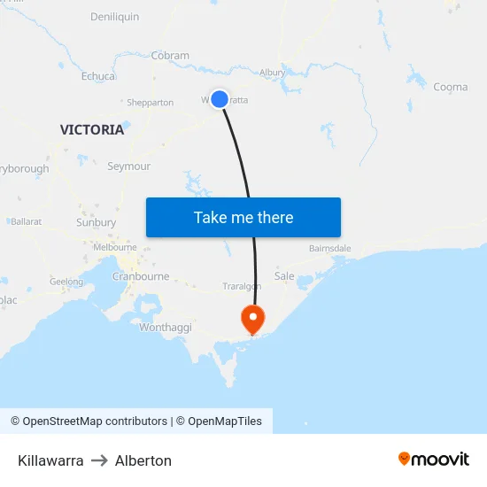 Killawarra to Alberton map
