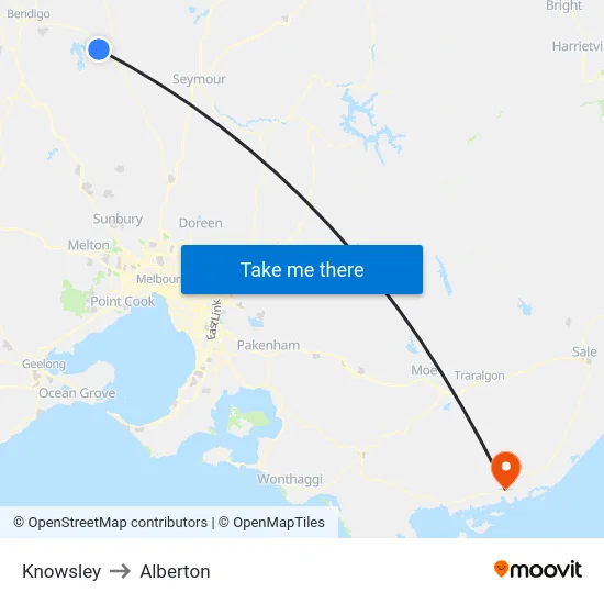 Knowsley to Alberton map