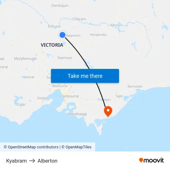 Kyabram to Alberton map