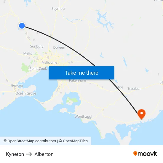 Kyneton to Alberton map