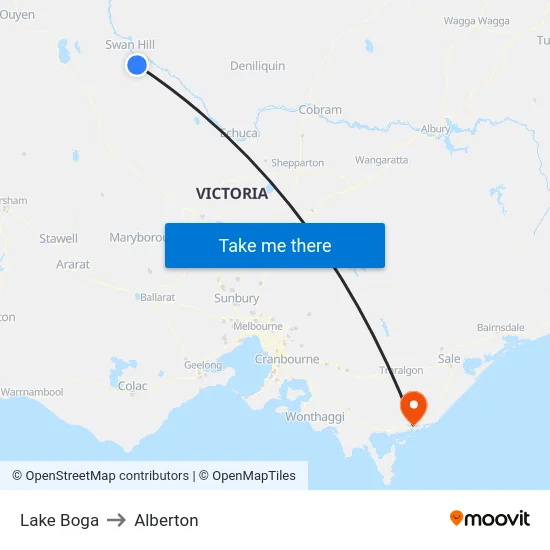 Lake Boga to Alberton map