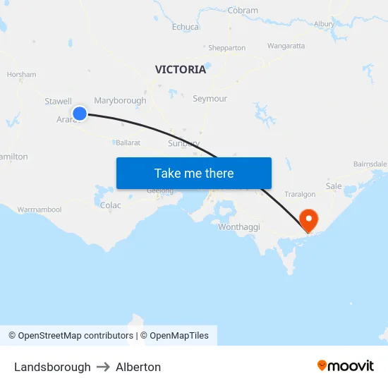 Landsborough to Alberton map