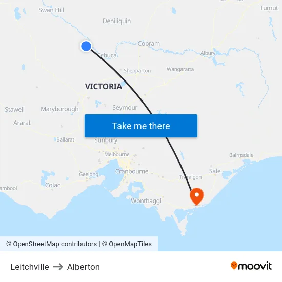 Leitchville to Alberton map
