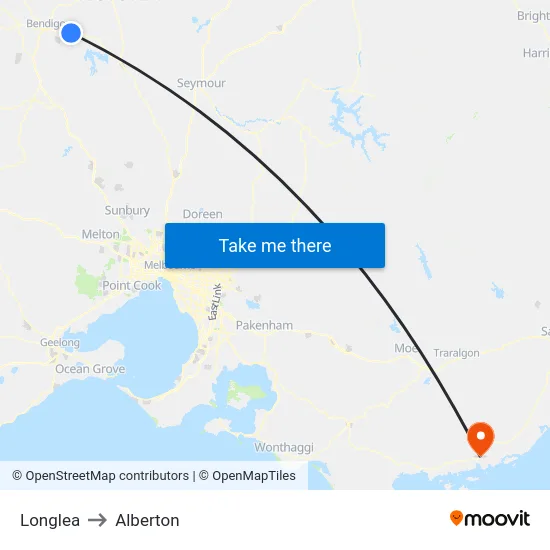 Longlea to Alberton map