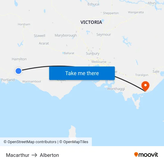Macarthur to Alberton map