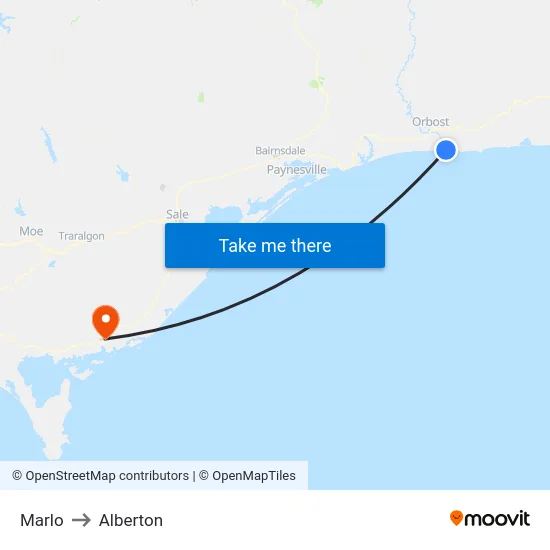 Marlo to Alberton map
