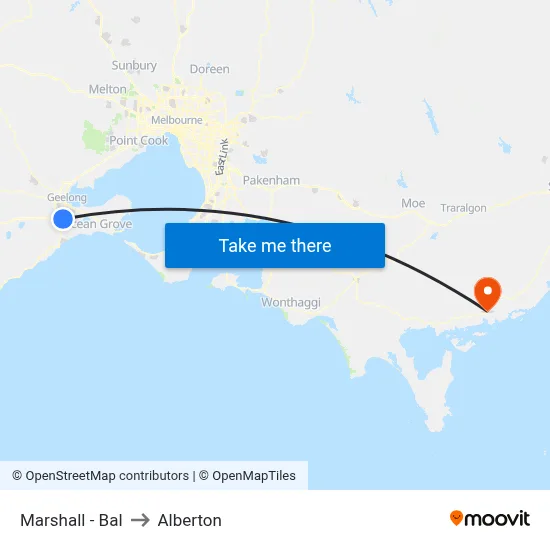 Marshall - Bal to Alberton map