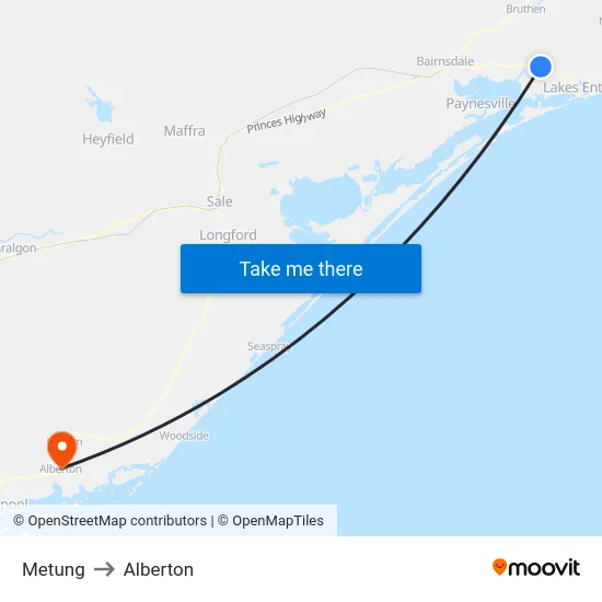 Metung to Alberton map