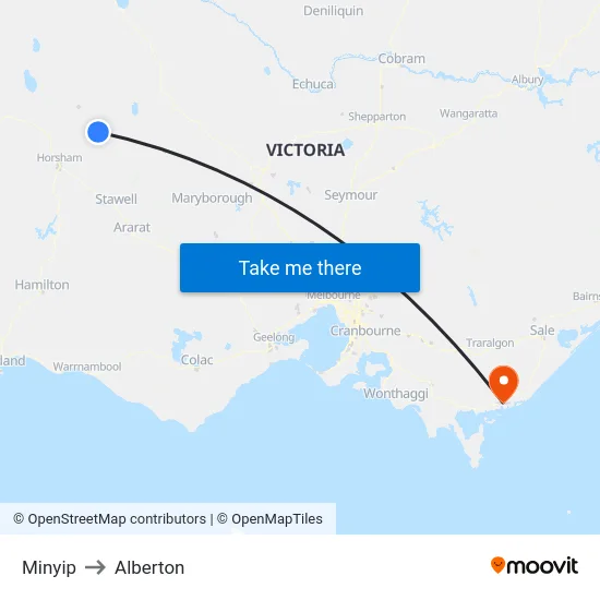 Minyip to Alberton map
