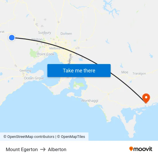 Mount Egerton to Alberton map