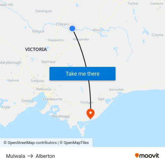 Mulwala to Alberton map