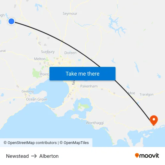 Newstead to Alberton map