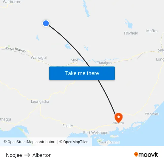 Noojee to Alberton map