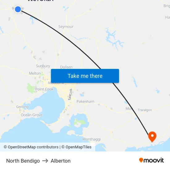 North Bendigo to Alberton map