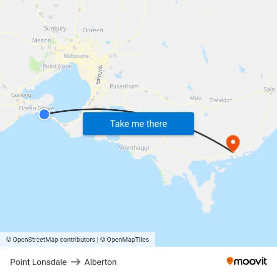 Point Lonsdale to Alberton map