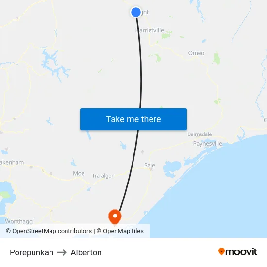 Porepunkah to Alberton map