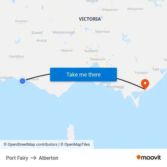 Port Fairy to Alberton map