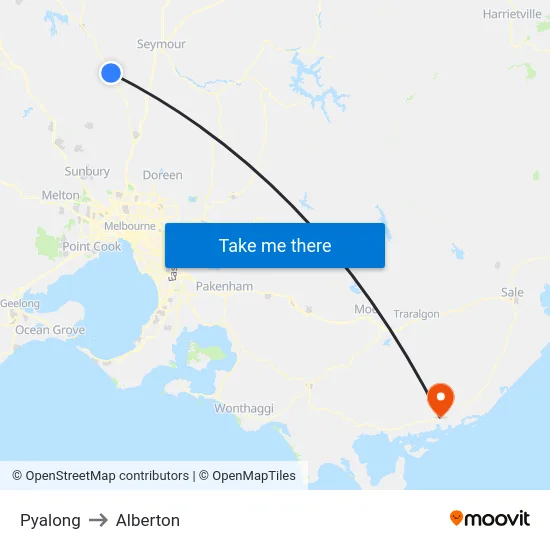 Pyalong to Alberton map