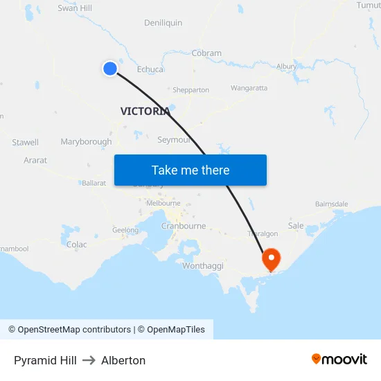Pyramid Hill to Alberton map
