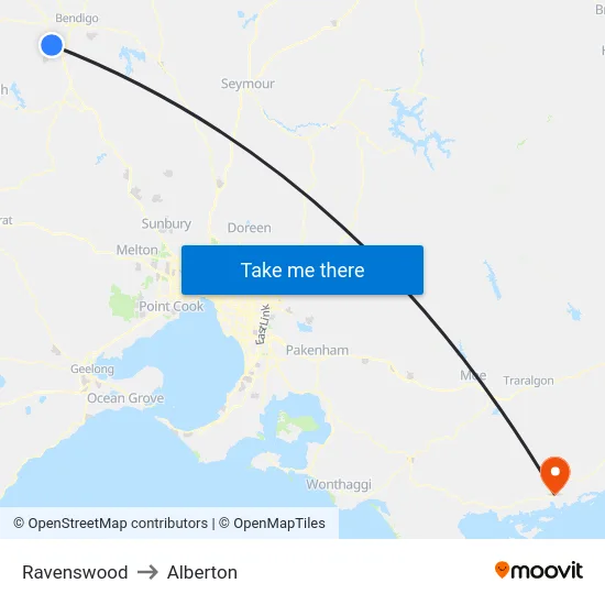 Ravenswood to Alberton map