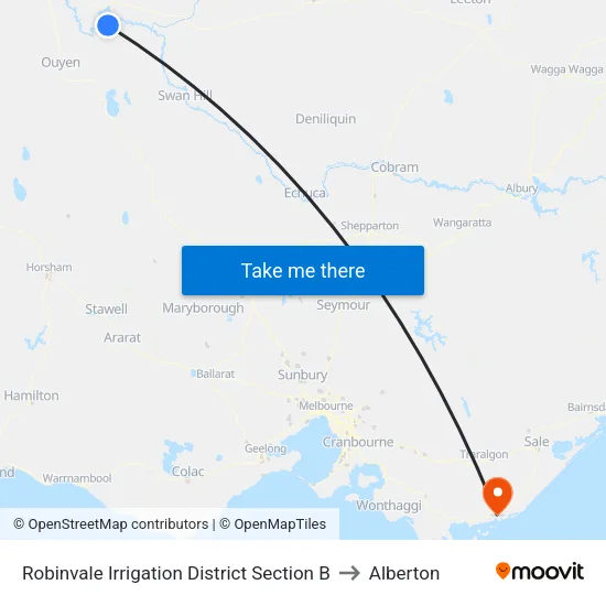 Robinvale Irrigation District Section B to Alberton map