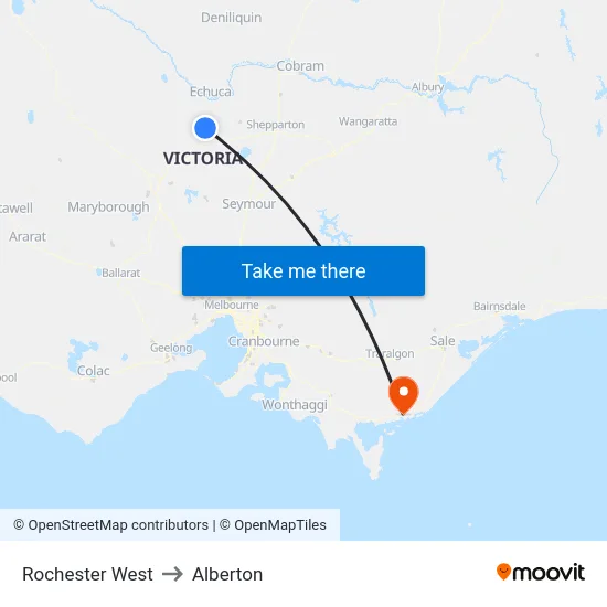 Rochester West to Alberton map