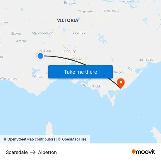 Scarsdale to Alberton map